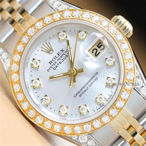 ladies rolex factory diamond bezel|rolex female with diamonds.